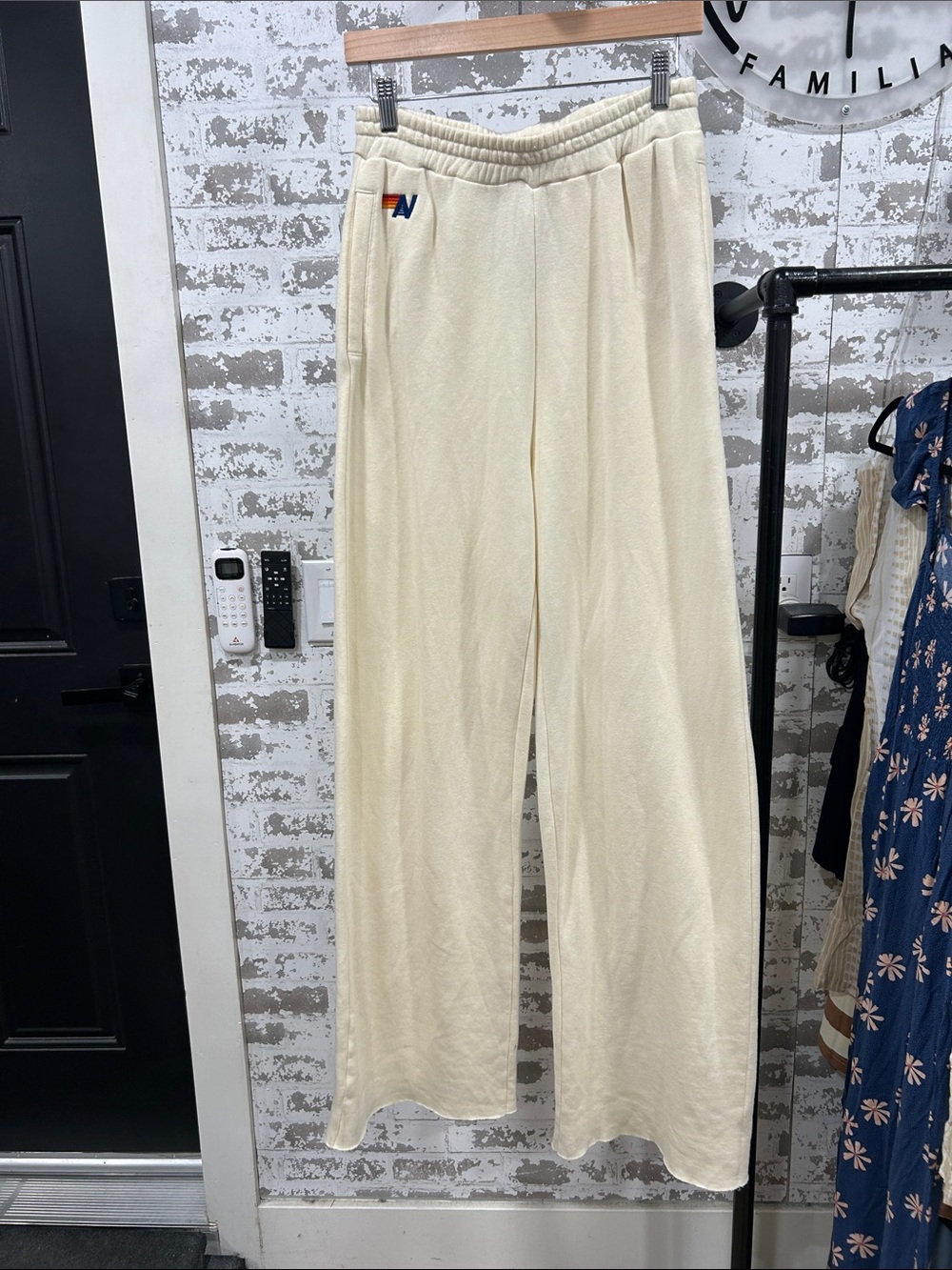 Aviator Nation Cream Wide-Leg Sweatpants